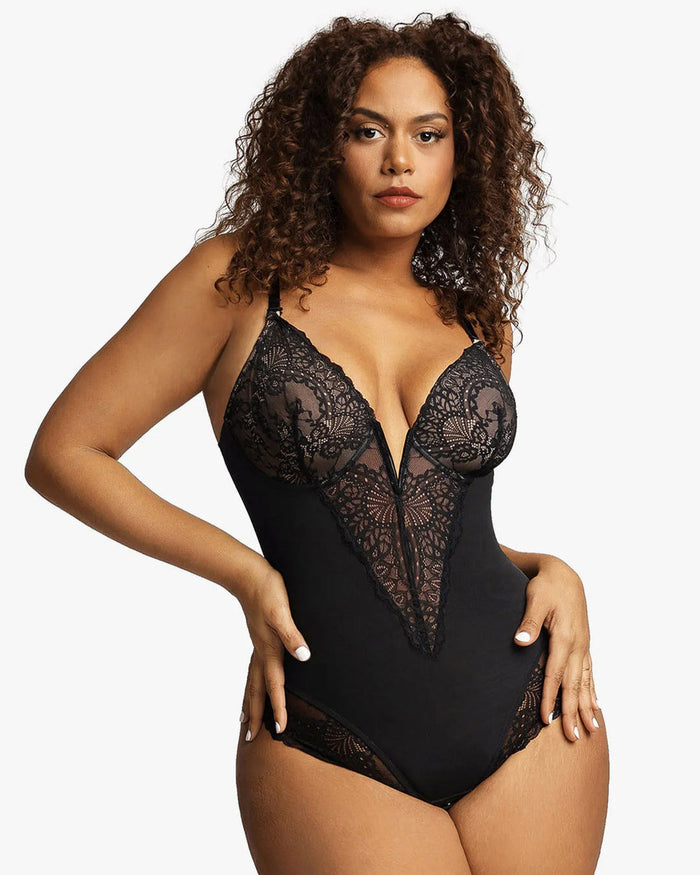 Shapewear Sculpting Spitzen V-Neck Body